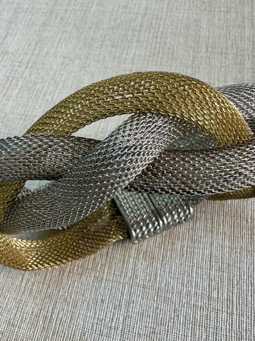 Gold & Silver Braided Mesh Statement Bracelet